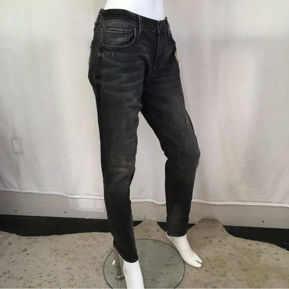 Driftwood Marilyn Black Denim Floral Embroidered Mid-Rise Skinny Jeans 31 - Picture 5 of 14